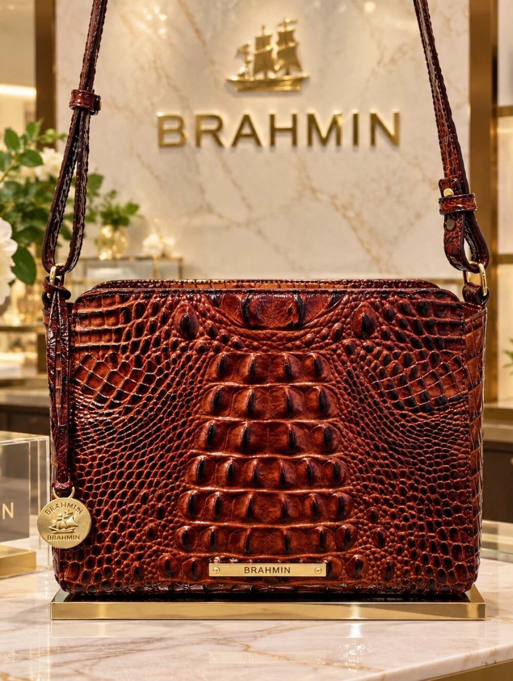 Brahmin Hillary Pecan Melbourne Crossbody Bag